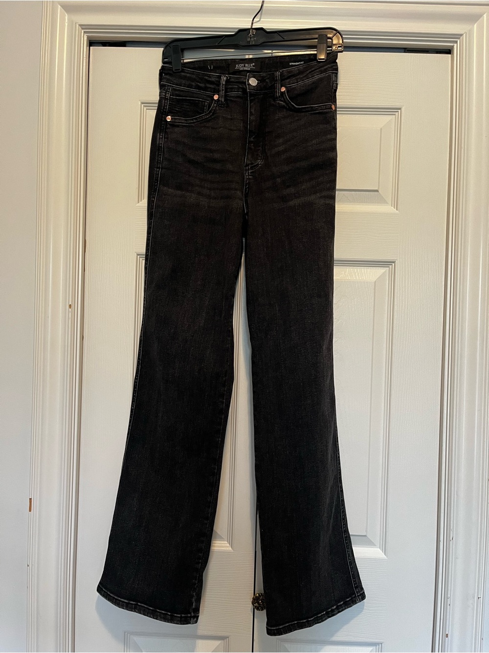 Judy Blue Straight Leg High Rise Black Denim Jeans Stretchy 27x31 - Picture 3 of 7